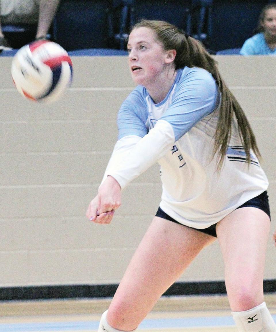 Bartlesville High's Kelsey Ward passes the ball during a home volleyball win last season.