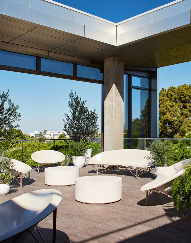 Goop's heated outdoor terrace. 