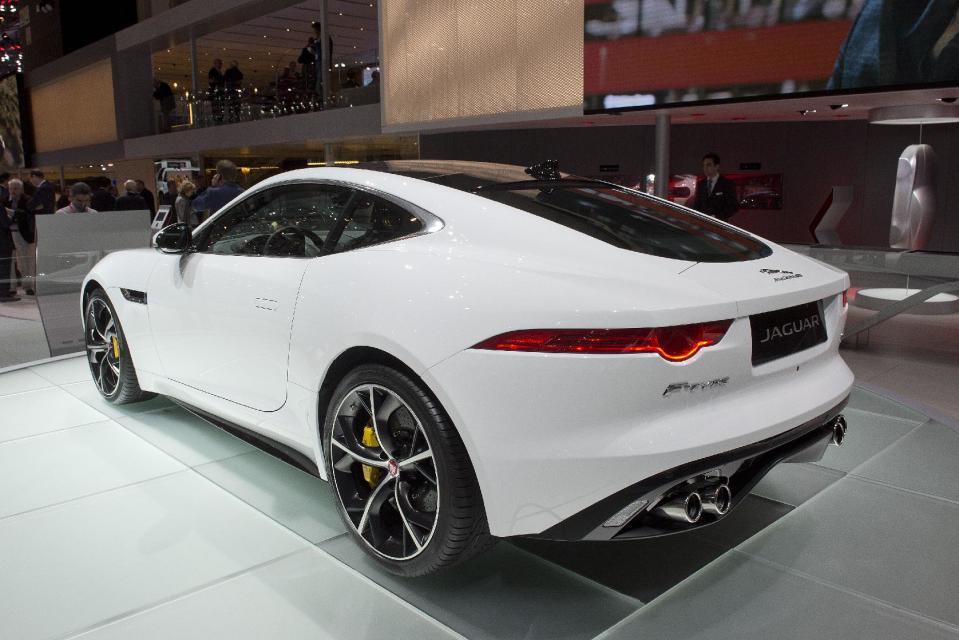 The New Jaguar F-Type is on display at the 84. Geneva International Motor Show in Geneva, Switzerland, Tuesday, March 4, 2014. (AP Photo/Keystone,Sandro Campardo)