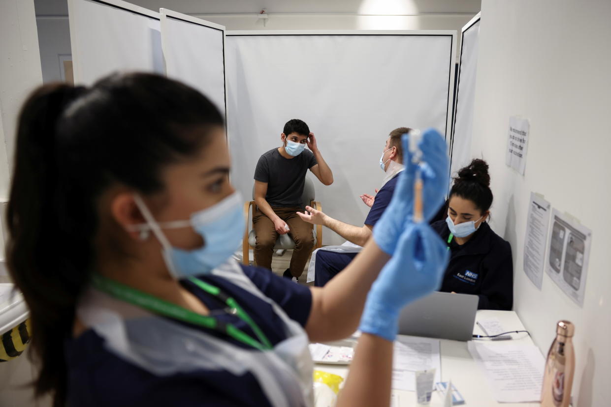 A vaccination centre in Westfield Stratford City shopping centre in London, UK. Photo: Henry Nicholls/Reuters