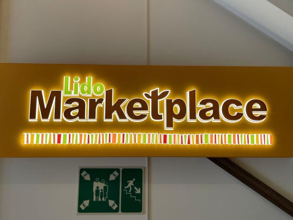 The entrance sign to the Lido Marketplace.