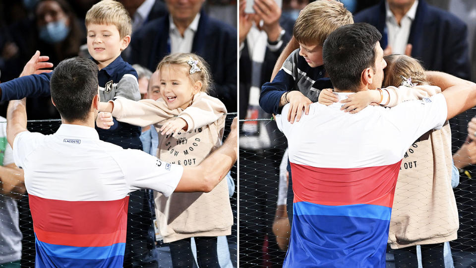 Novak Djokovic, pictured here with son Stefan and daughter Tara after the Paris Masters final.