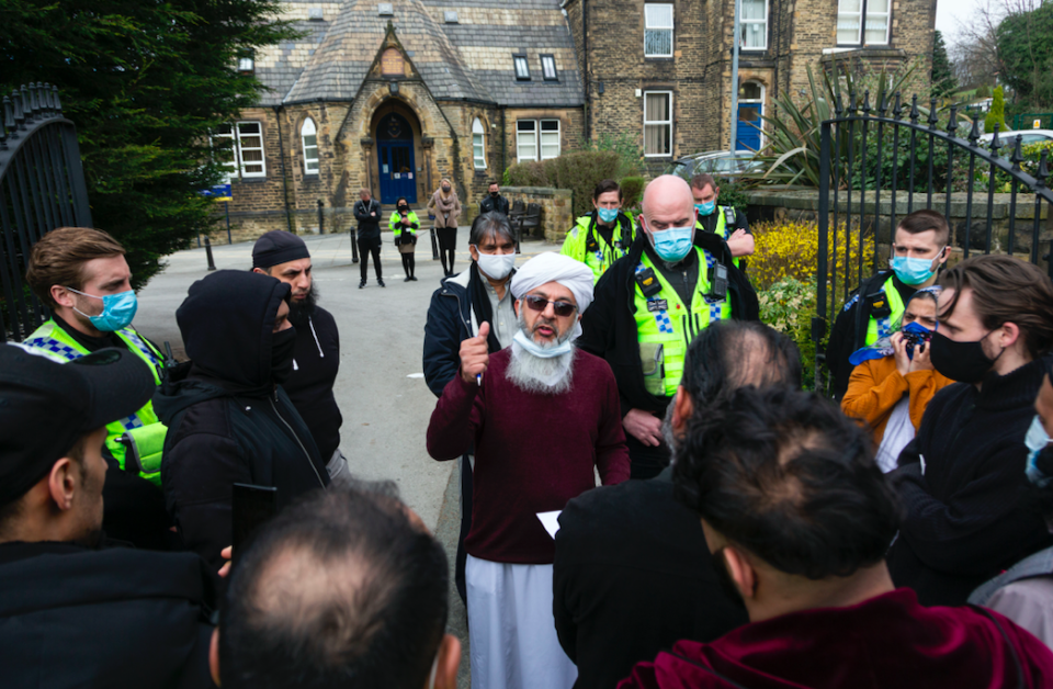 Many protesters described the incident as 'offensive' and 'Islamaphobic'.(SWNS)