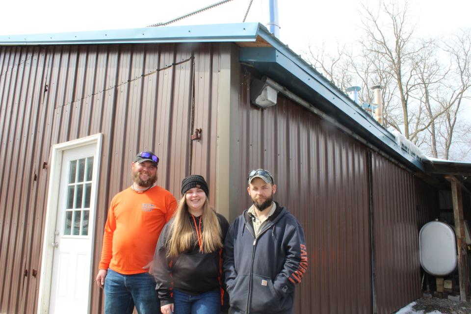 Siblings Vernon, Sara and C.J. Livengood work together to make Livengood Brothers Maple near Rockwood a success. They reunite along with many other family members and friends every year for the maple tour, which is being held this weekend at different locations.