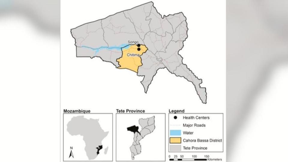 莫三比克太特省（Tete Province）奇蒂馬村（Chitima）和松戈村（Song）位置。（圖／翻攝自《Oxford Academic》）