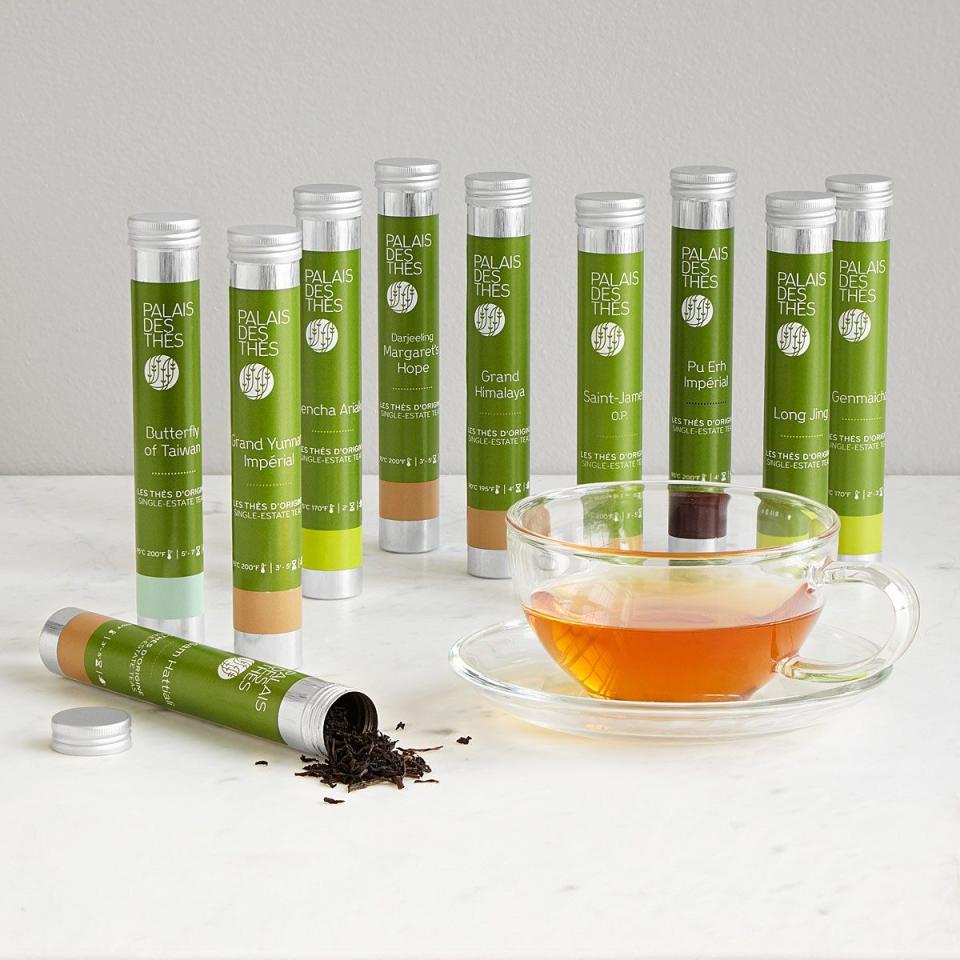 <p><strong>UncommonGoods</strong></p><p>uncommongoods.com</p><p><strong>$55.00</strong></p><p>Take an around-the-world tea tasting from the comfort of your own home with this set of teas. Each tea is made from leaves grown on a single estate, so you can really taste the differences between, say, the Chinese Grand Yunnan Impérial and the Assam Hattiali from India. </p>