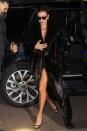 <p>Hailey Bieber hit Paris Fashion Week in serious style, heading out in a full-length faux fur coat which came straight off the Saint Laurent runway, plus black sandals and very little else. Oh, and sunglasses at night – naturally. </p>