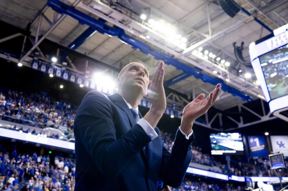 Mark Pope was introduced to Kentucky basketball fans during a ceremony Sunday in Rupp Arena.