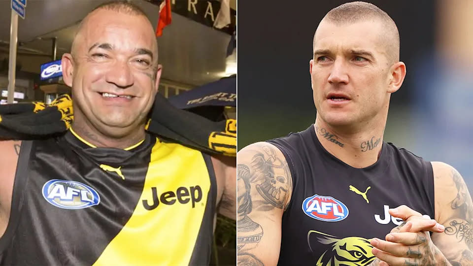 Pictured right is Dustin Martin has his late father Shane, who died in December, 2021. 