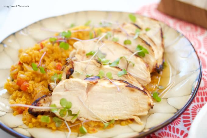 24) Spanish Sweet Potato Rice with Honey Lime Chicken