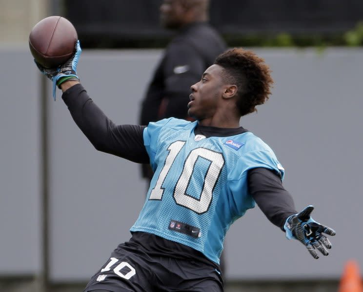 Curtis Samuel arrived at Panthers training camp thanks to a ride from his mom. (AP)