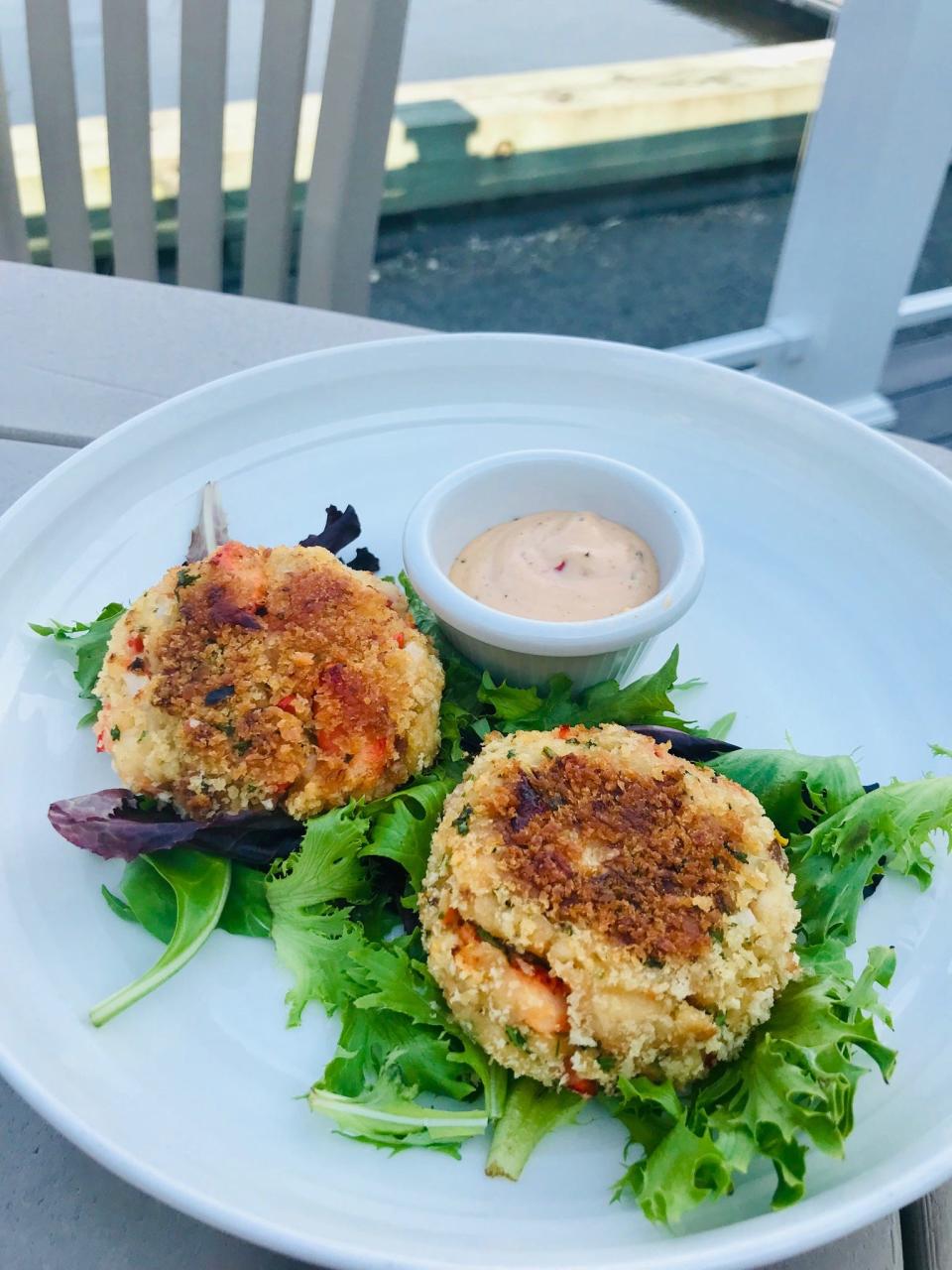 Get your Lobster Crab Cakes at  Merrill's on the Waterfront.