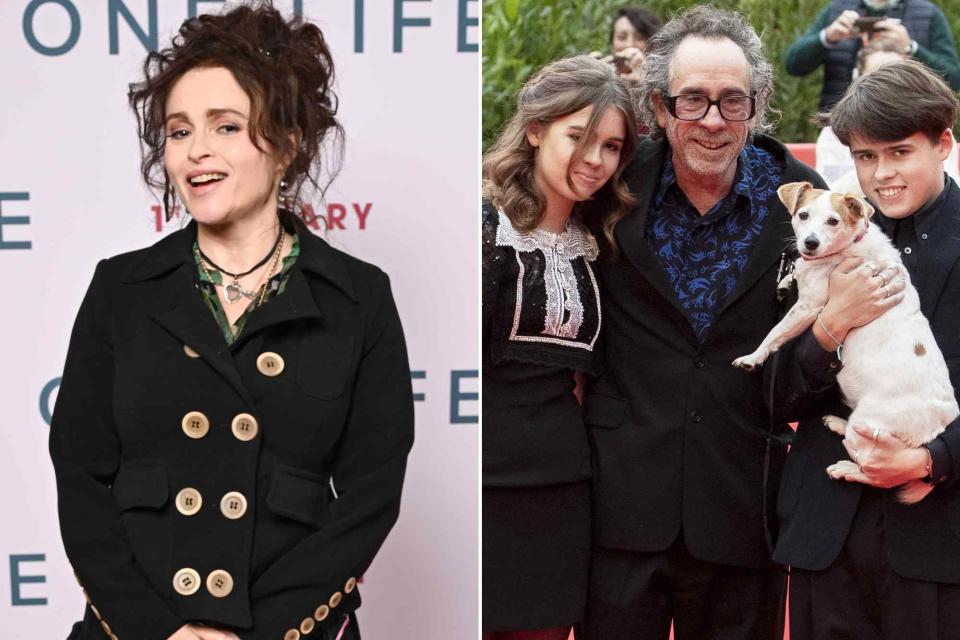 <p>Jeff Spicer/Getty ; Primo Barol/Anadolu Agency/Getty </p> Left: Helena Bonham Carter  attends a photocall for "One Life" on November 30, 2023 in London, England. Right: Nell Burton, Tim Burton, Billy Raymond Burton and dog Levi attend a Close Encounter red carpet during the 16th Rome Film Fest on October 23, 2021.