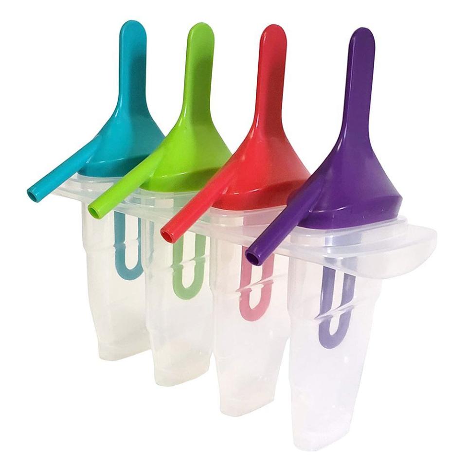 10) Ice Lolly Pop Mold Popsicle Maker With Straw