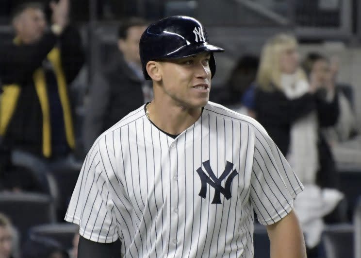 Aaron Judge is unrecognizable in a pair of glasses. (AP Photo)