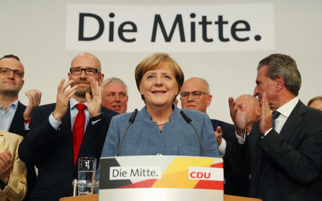 German Chancellor and Christian Democrat (CDU) Angela Merkel speaks - Getty Images Europe