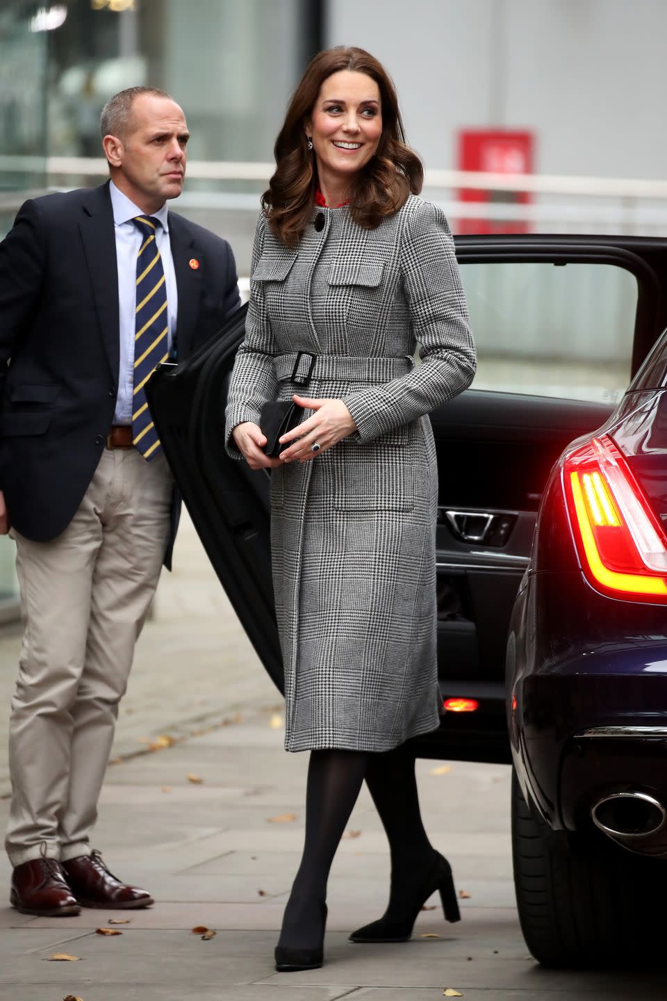 <p>Kate has even worn plaid as maternity clothes: in December 2017, <a href="https://www.townandcountrymag.com/society/tradition/g12167293/kate-middleton-best-maternity-outfits/?slide=26" rel="nofollow noopener" target="_blank" data-ylk="slk:the Duchess stepped out;elm:context_link;itc:0;sec:content-canvas" class="link ">the Duchess stepped out</a> in this gray checkered coat by L.K. Bennet. She was pregnant with Prince Louis at the time. </p>