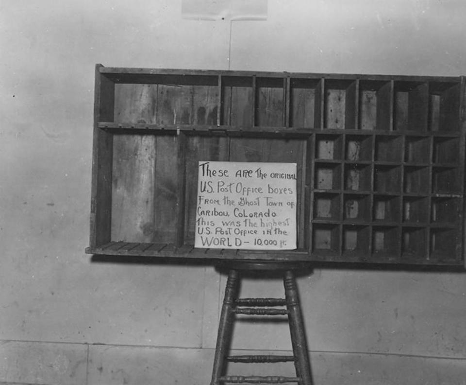 A post office box left behind in Caribou, Colorado.