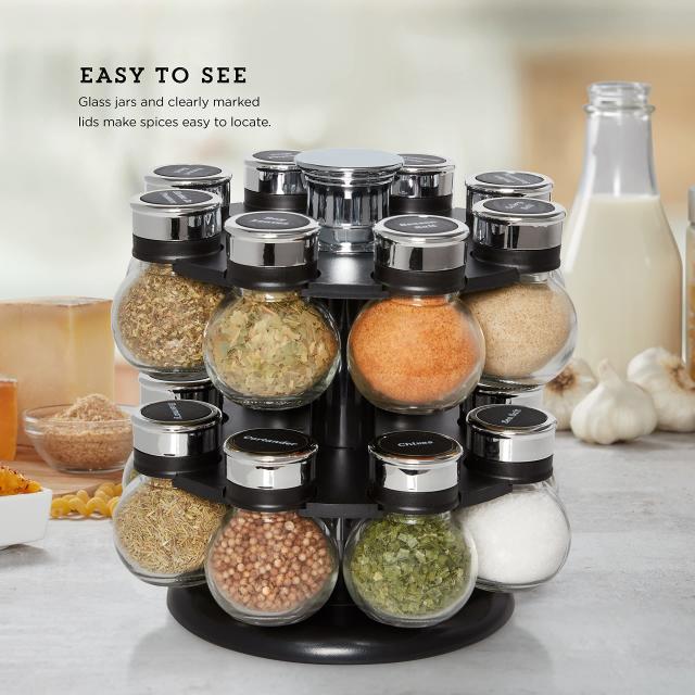 Belwares Spice Jar Rack, 12 Durable Glass Jars in Sleek