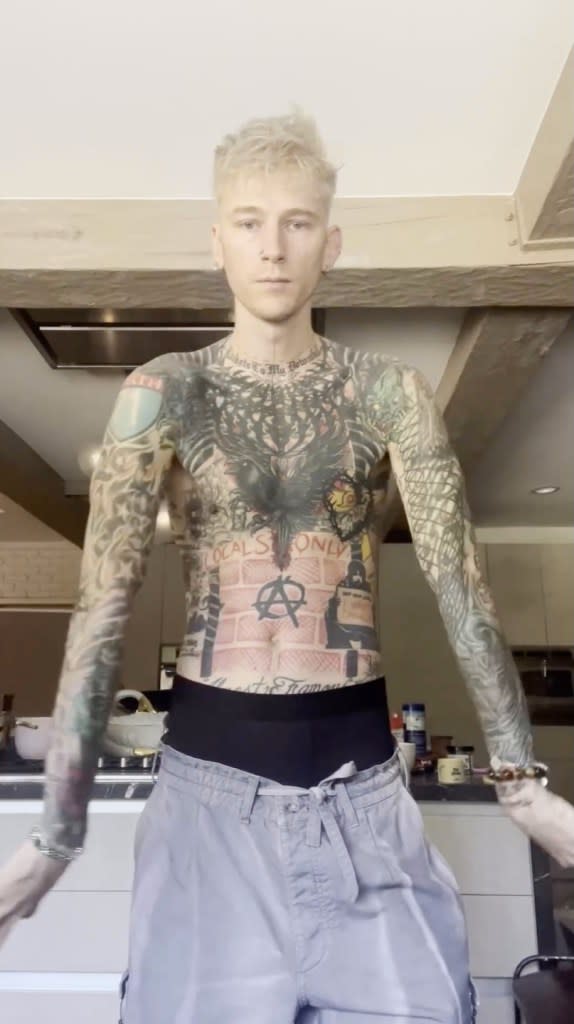 MGK’s body before the blackout tattoo. Machine Gun Kelly/Instagram