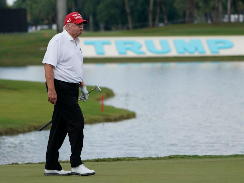 Former President Donald Trump walk-on the 18th green