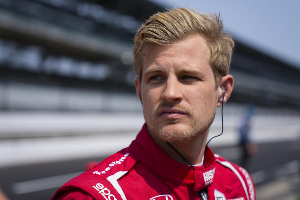 Marcus Ericsson, of Sweden, prepares to practice for the Indianapolis 500 auto race at Indianapolis Motor Speedway in Indianapolis, Wednesday, May 17, 2023. (AP Photo/Michael Conroy)