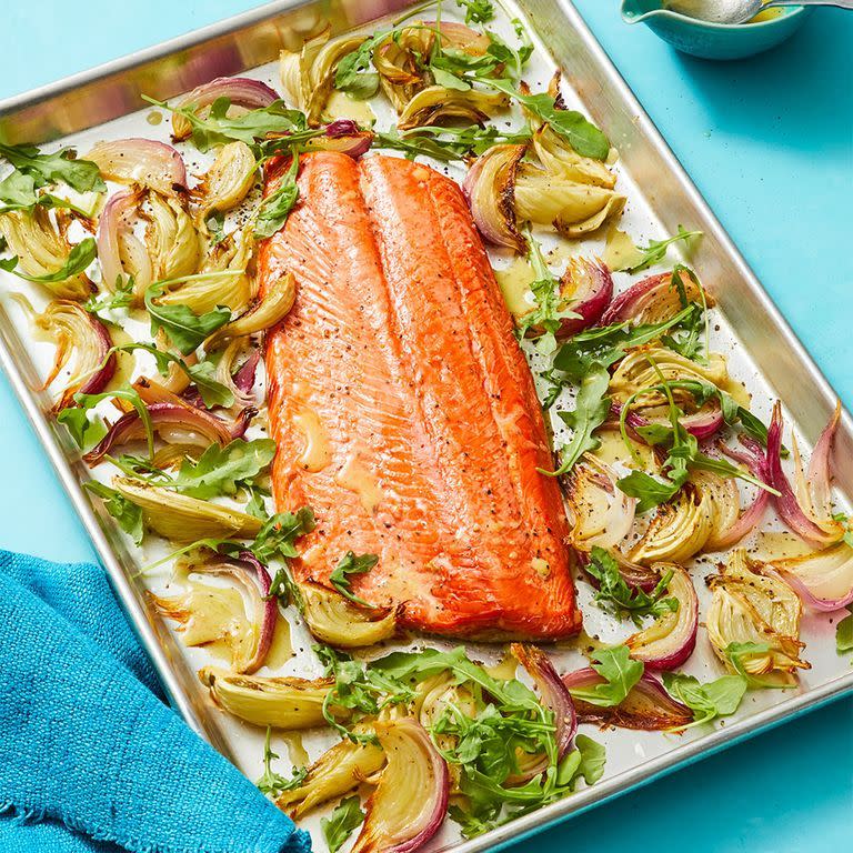 Oven-Roasted Salmon with Charred Lemon Vinaigrette