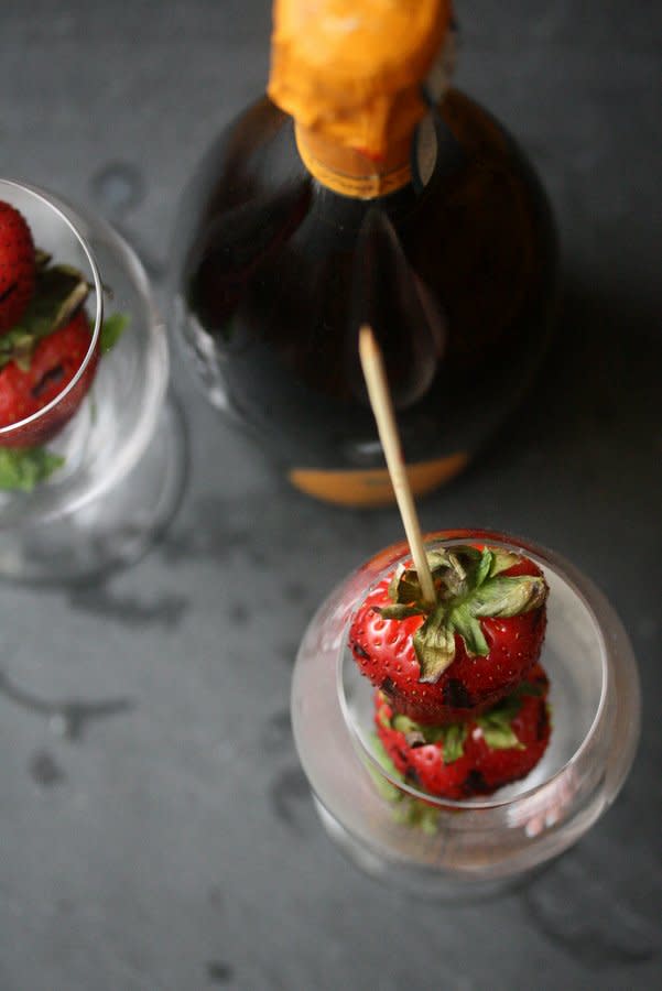 Grilled Strawberry-Mint Bellinis