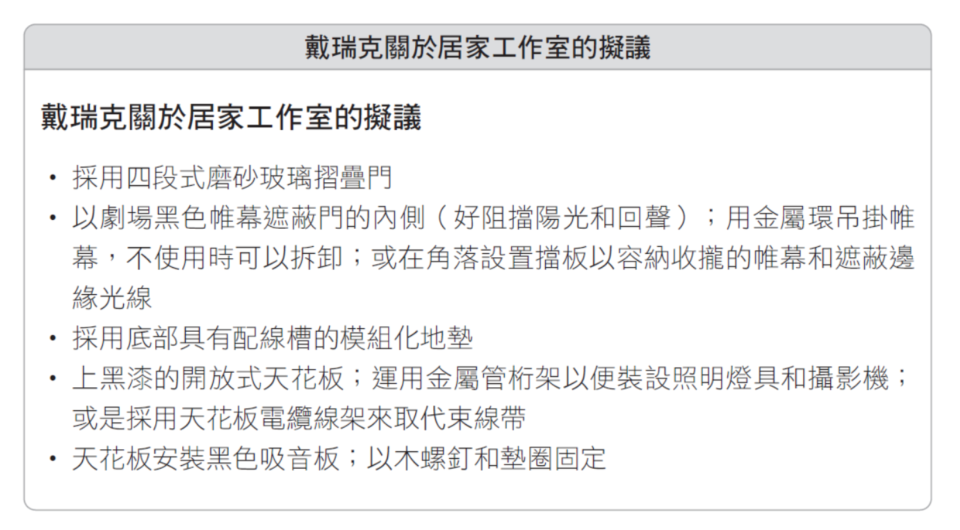 戴瑞克關於居家工作室的擬議。 (來源：《打造第二大腦》／商業周刊出版)