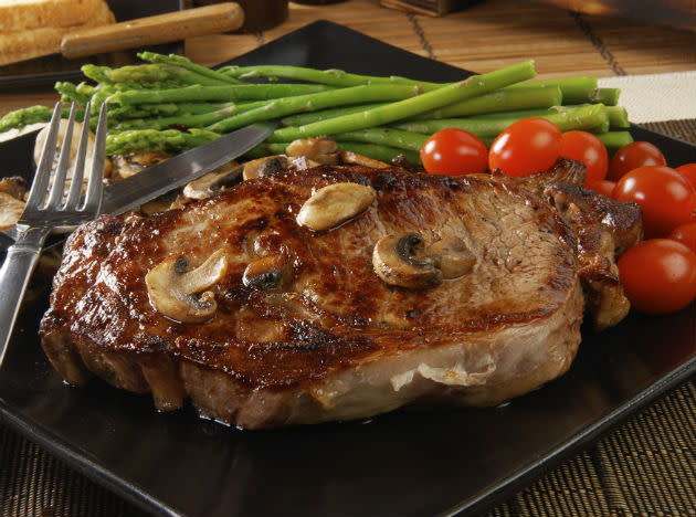 <b>Steak </b><br>Beef has a rep as a diet buster, but eating it may help you peel off pounds.Try to consume local organic beef; it's healthier for you and the environment. <br><b>Eat more</b> Grill or broil a 4-ounce serving of top round or sirloin; slice thinly to top a salad, or mix with veggies for fajitas.