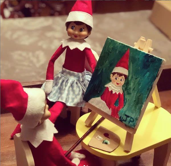 <p>This portrait painting class with your Elf on the Shelf will make for a very creative morning. </p><p>Source: <a href="https://www.instagram.com/p/B3ebxSzhWo-/" rel="nofollow noopener" target="_blank" data-ylk="slk:@thdecor" class="link "><strong>@thdecor</strong></a></p>