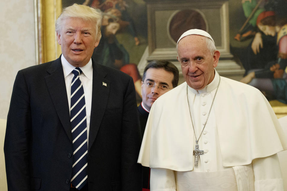 U.S. President Donald Trump and Pope Francis meet at the Vatican, May 24, 2017.&nbsp; (Photo: POOL New / Reuters)