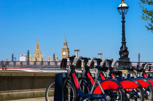   <span class="attribution"><a class="link " href="https://www.shutterstock.com/image-photo/bicycle-on-docking-station-london-694102603" rel="nofollow noopener" target="_blank" data-ylk="slk:Roserunn/Shutterstock;elm:context_link;itc:0;sec:content-canvas">Roserunn/Shutterstock</a></span>