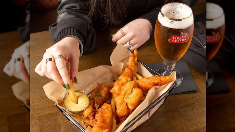 beer and fried food