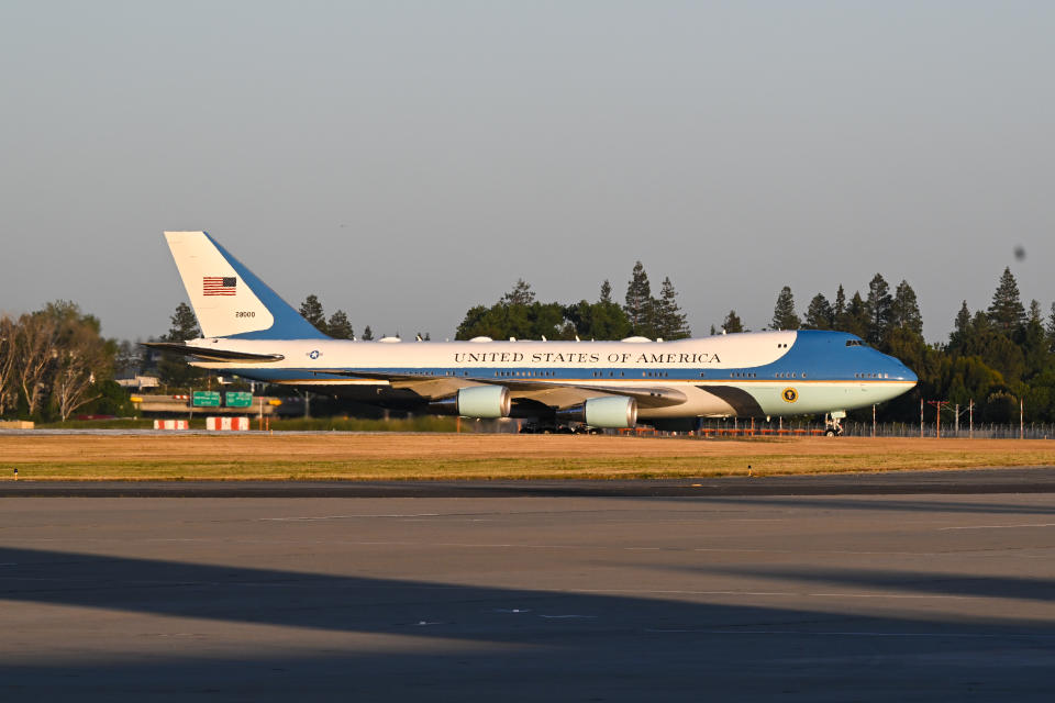 CALIFORNIA, USA - MAY 9: U.S. President Biden arrives at Moffett Federal Airfield of NASA Ames Research Center in Mountain View, California, United States on May 9, 2024. (Photo by Tayfun Coskun/Anadolu via Getty Images)