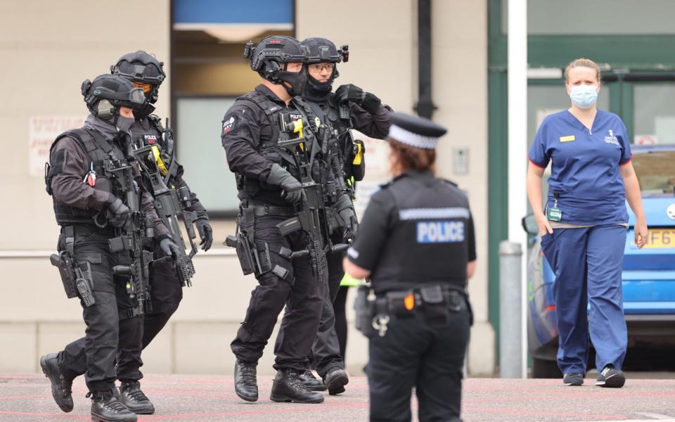 Armed police at the Royal Sussex County Hospital in Brighton - Eddie Mitchell