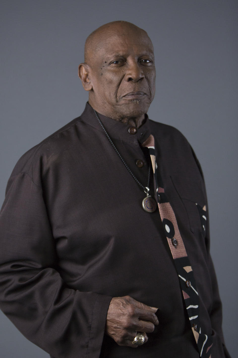 FILE - Louis Gossett Jr. poses for a portrait in New York to promote the release of "Roots: The Complete Original Series" on Bu-ray on May 11, 2016. Gossett Jr., the first Black man to win a supporting actor Oscar and an Emmy winner for his role in the seminal TV miniseries “Roots,” has died. He was 87. (Photo by Amy Sussman/Invision/AP, File)