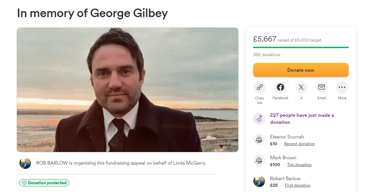 Friends and family of George Gilbey have reached their fundraising goal (GoFundMe)
