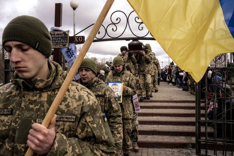 El funeral de un soldado ucraniano en Boryspil, cerca de Kiev