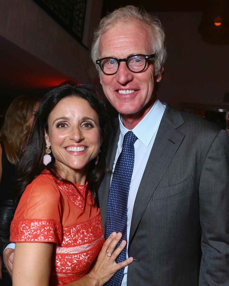 Julia Louis-Dreyfus and writer William Brad Hall attend The 2012 Entertainment Weekly Pre-Emmy Party Presented By L'Oreal Paris at Fig & Olive Melrose Place on September 21, 2012 in West Hollywood, California