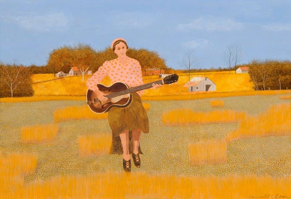 Caroll Cloar piece Folk Singer, 1971. This is acrylic on masonite.