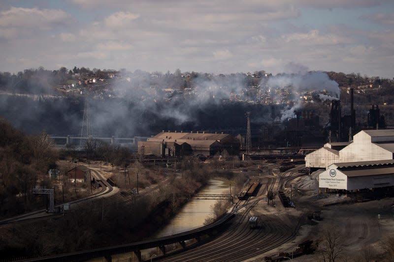 A view of U.S. Steel Edgar Thomson Steel Works along the Monongahela River, March 10, 2018 in Braddock, Pennsylvania.