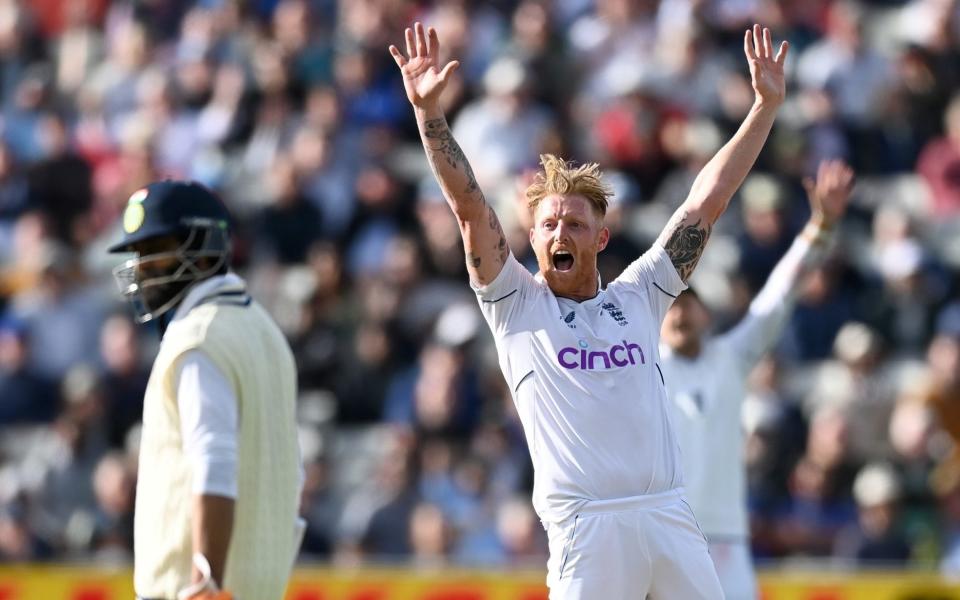 BIRMINGHAM, ENGLAND - JULY 01: England captain Ben Stokes appeals during day one of Fifth LV= Insurance Test Match between England and India at Edgbaston on July 01, 2022 in Birmingham, England.  - Gareth Copley/Getty Images Europe