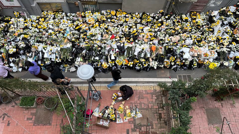 Bouquets of flowers laid in tribute to former Premier Li Keqiang outside his childhood residence in Anhui province, China, on October 28, 2023. - Shen Xiang/Feature China/Future Publishing/Getty Images