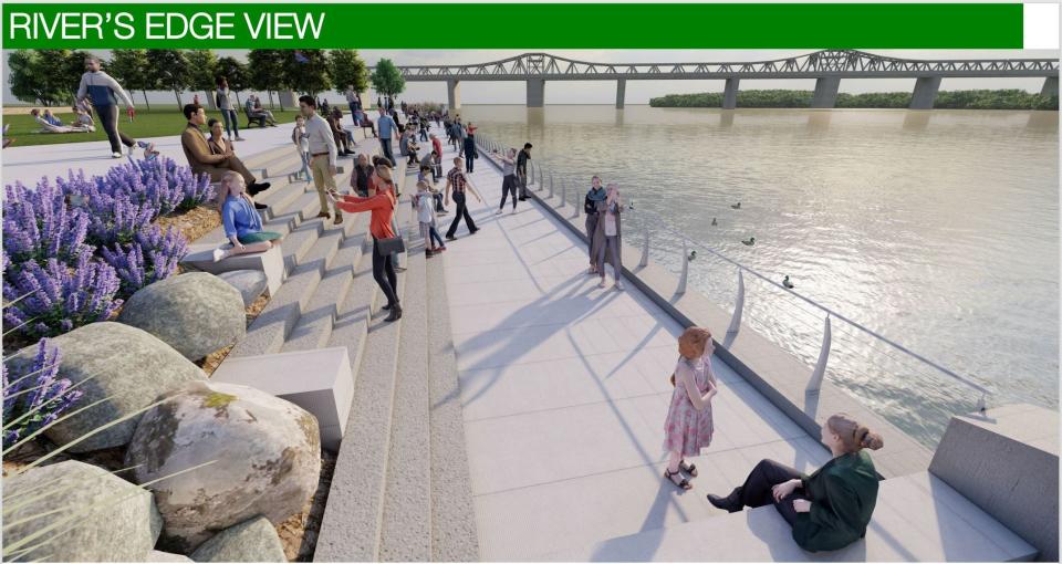 The proposed "river's edge" at the Peoria riverfront.