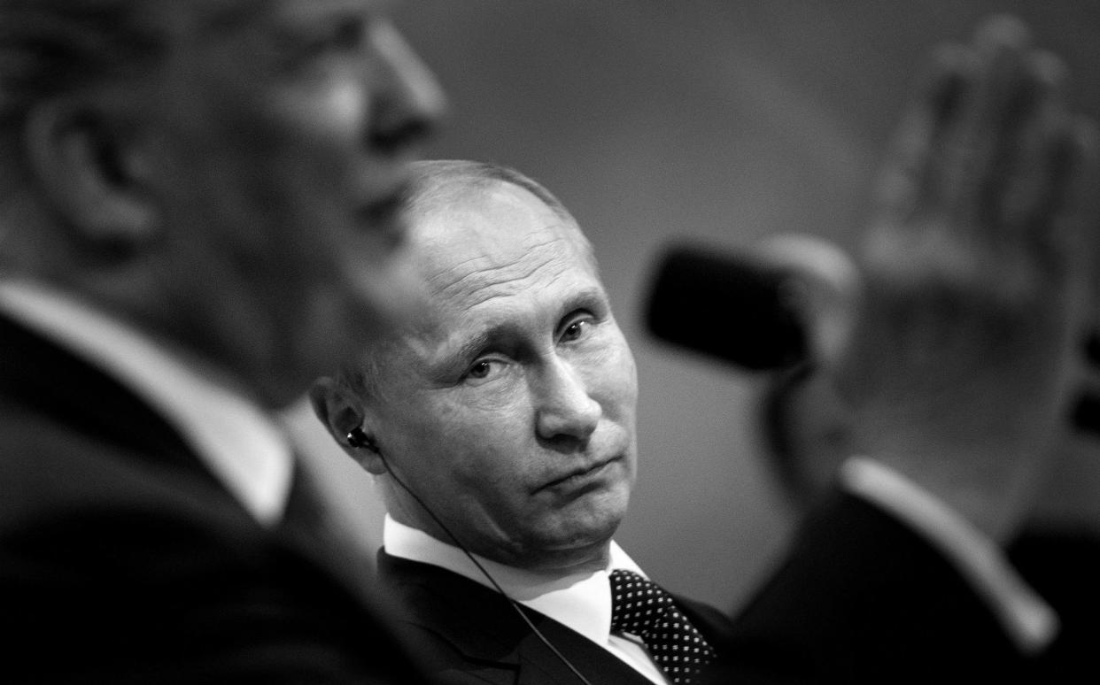 President Donald Trump&rsquo;s bewildering affinity for President Vladimir Putin raises the question of whether it&rsquo;s merely a matter of admiration or Putin possesses information that empowers him to influence Trump&rsquo;s conduct. (Photo: BRENDAN SMIALOWSKI / AFP / Getty Images)