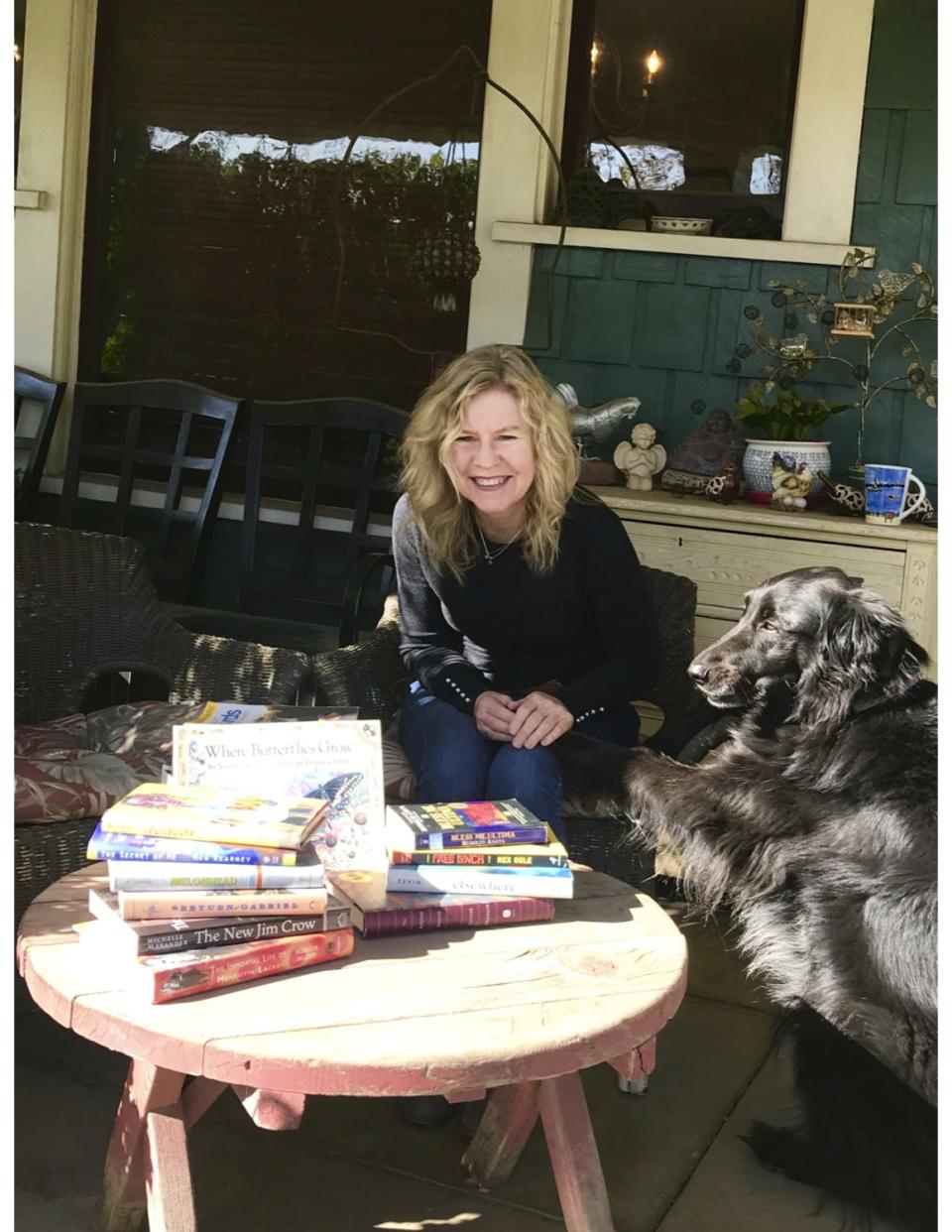 Author Susan Straight on her porch.