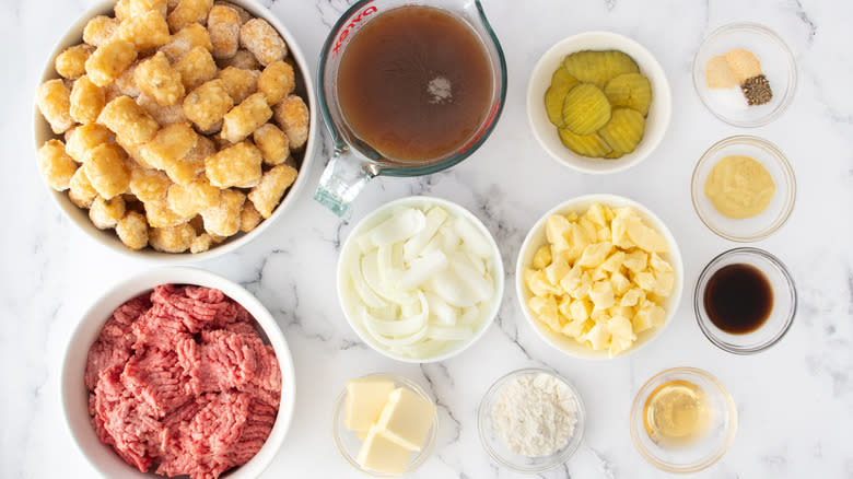 ingredients for tater tot burgers