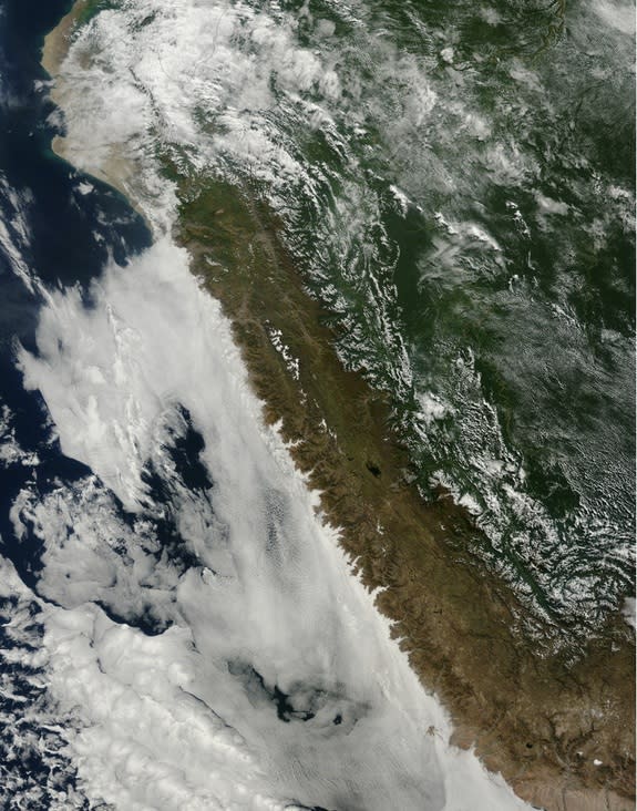 An instrument on NASA's Terra satellite captured this image of clouds hanging over the Peruvian coast, on June 7, 2015.