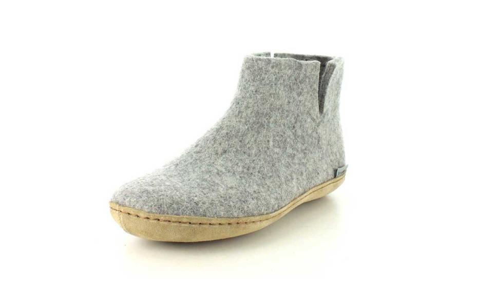 Glerups Natural Wool Boot Slipper in Grey